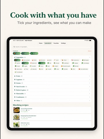 Vegan Recipes: 100 Dishes iPad screenshot