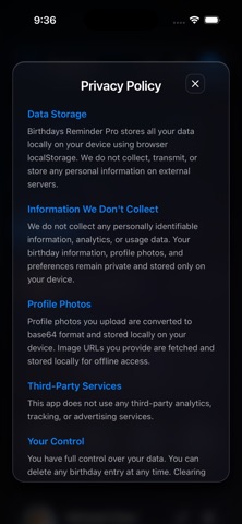 Birthdays Reminder Pro screenshot