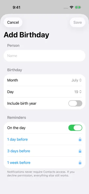 DateRibbon: Birthday Reminder screenshot 2