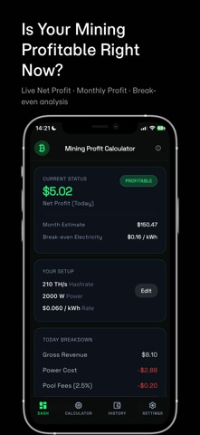BTC Mining Profit Calculator Screenshot 1 of 6