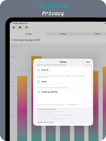 miSales Developer Sales Charts iPad screenshot