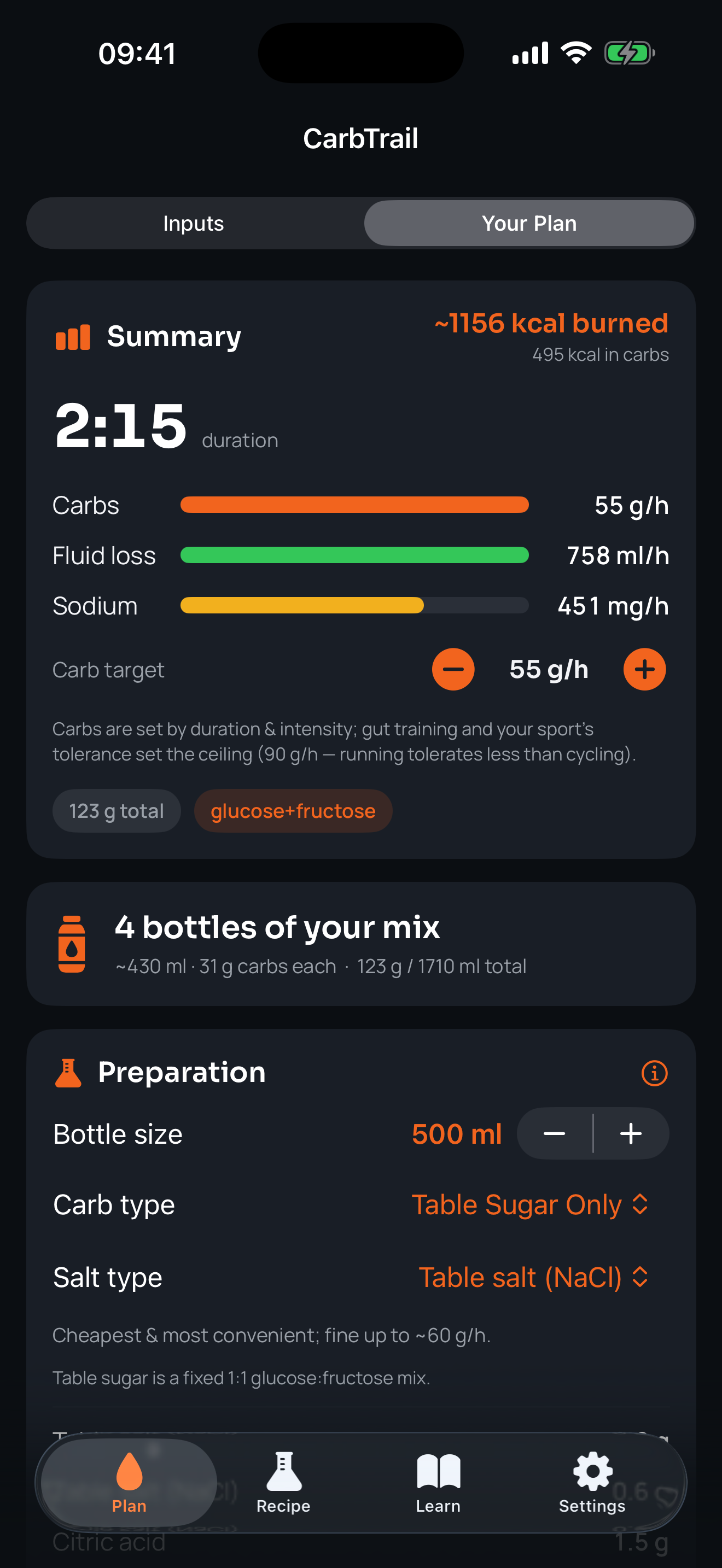CarbTrail: Fuel & Hydration screenshot 3