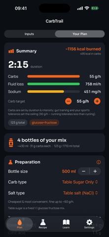 CarbTrail: Fuel & Hydration Screenshot 3 of 7
