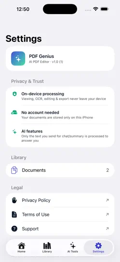 Captura de pantalla de PDF Genius: AI PDF Editor en iPhone 5
