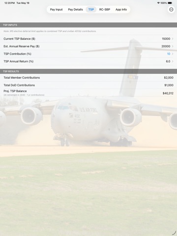 Military Reserve Retirement iPad screenshot
