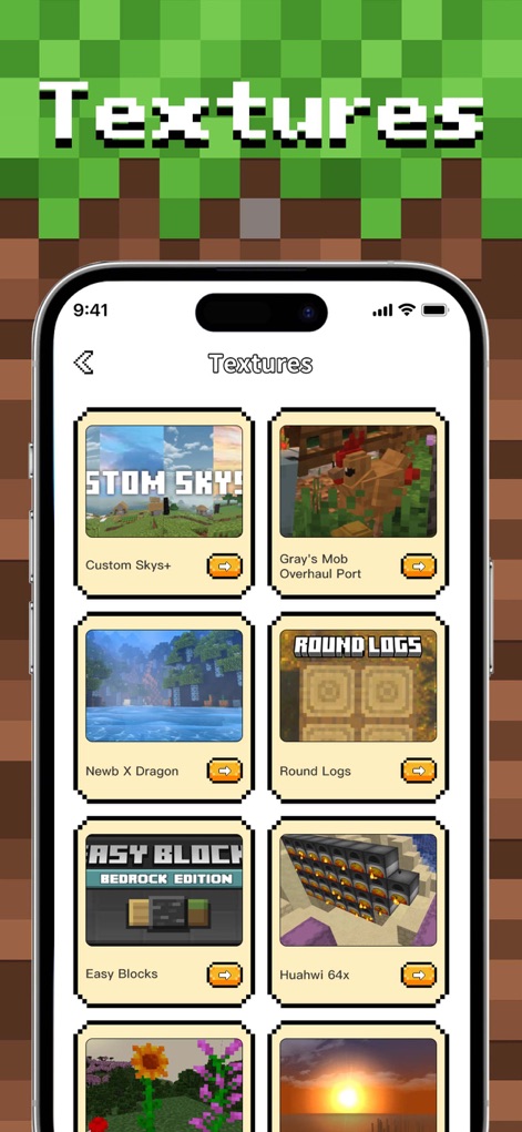 MCMods & Addons for MCPEOL - Mejora la estética visual del juego con paquetes de texturas que transforman desde cielos con 'Custom Skys+' hasta elementos del entorno con 'Round Logs'.