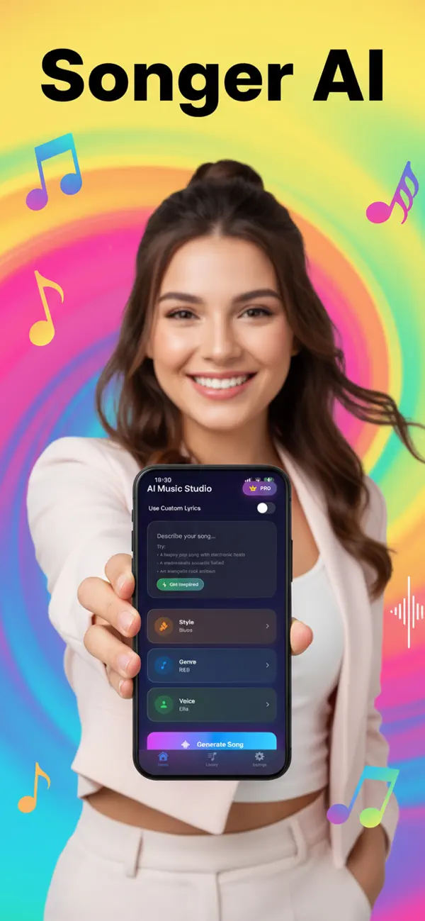 #1. AI Song Music Maker Songer AI (iOS) Ved: Can Kalender