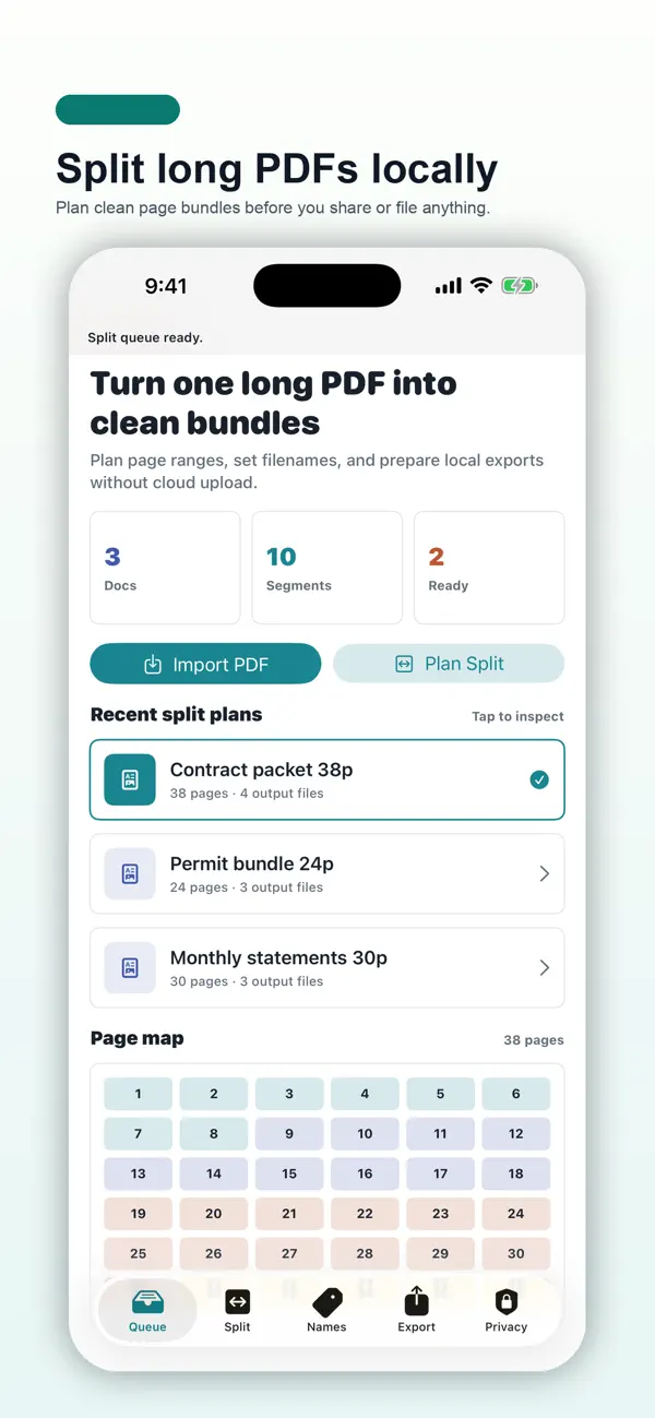Screenshot #1 pour PDF Split Rename Private