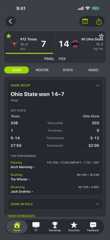 UT Texas Football iPhone screenshot