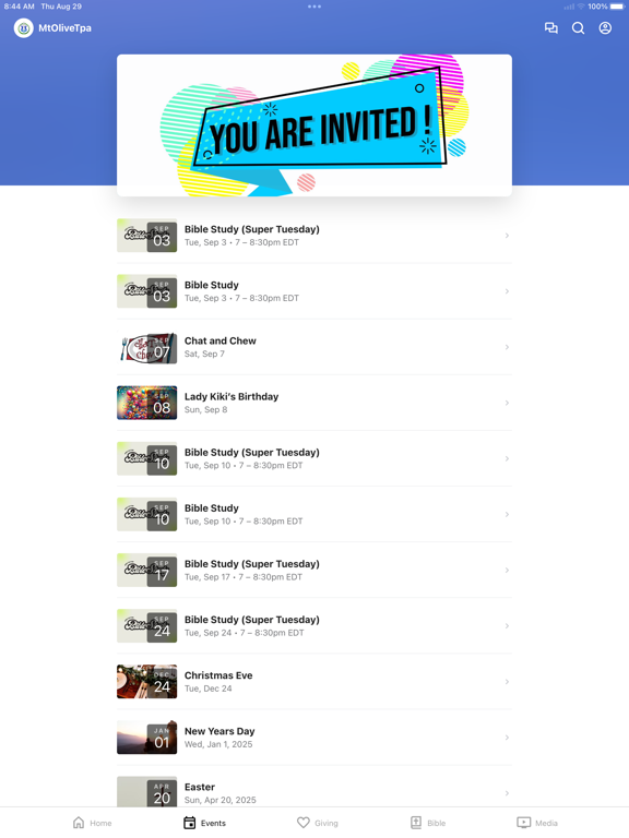 Mount Olive Tampa iPad screenshot