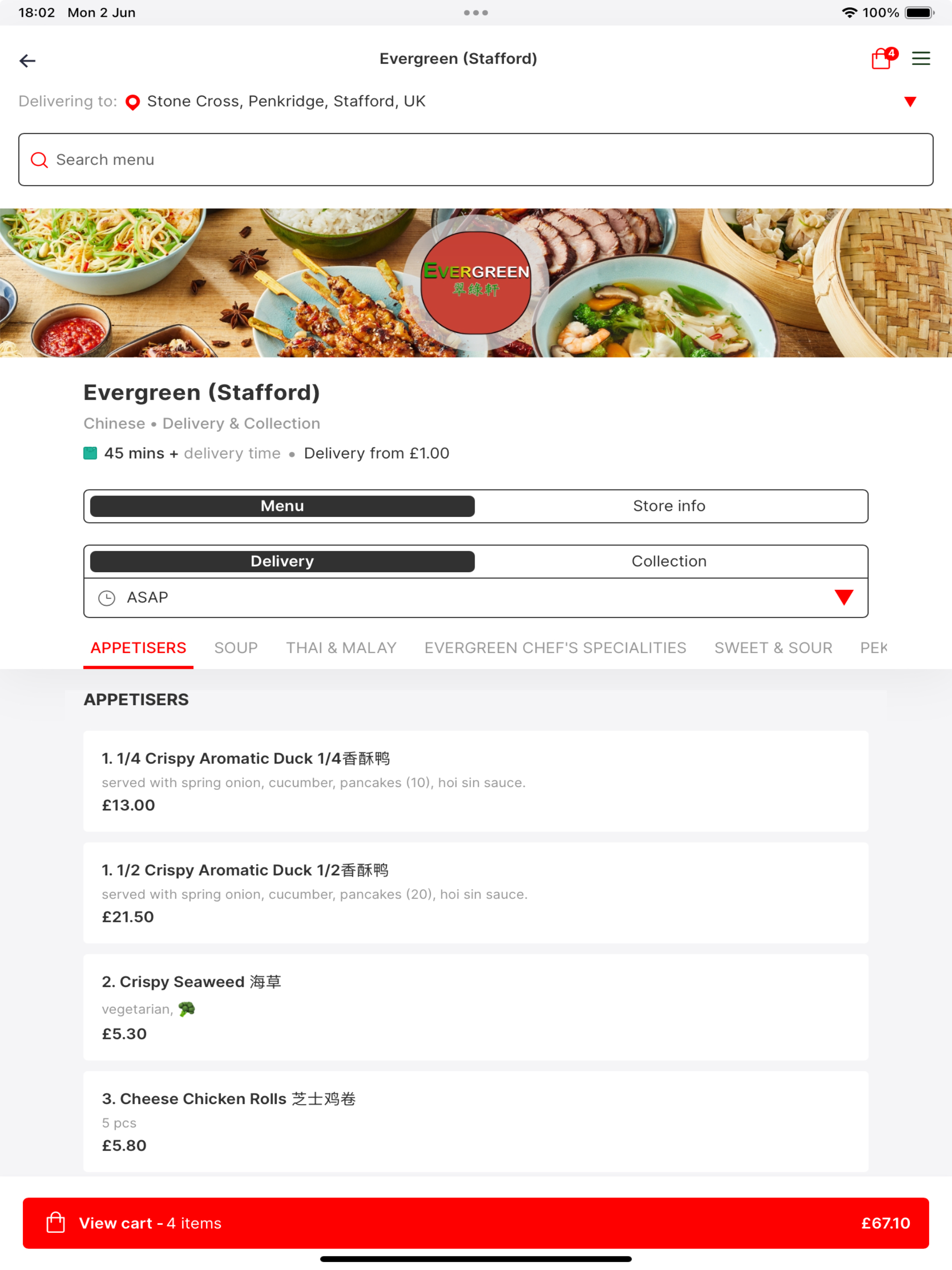 Evergreen Takeaway, Staffs