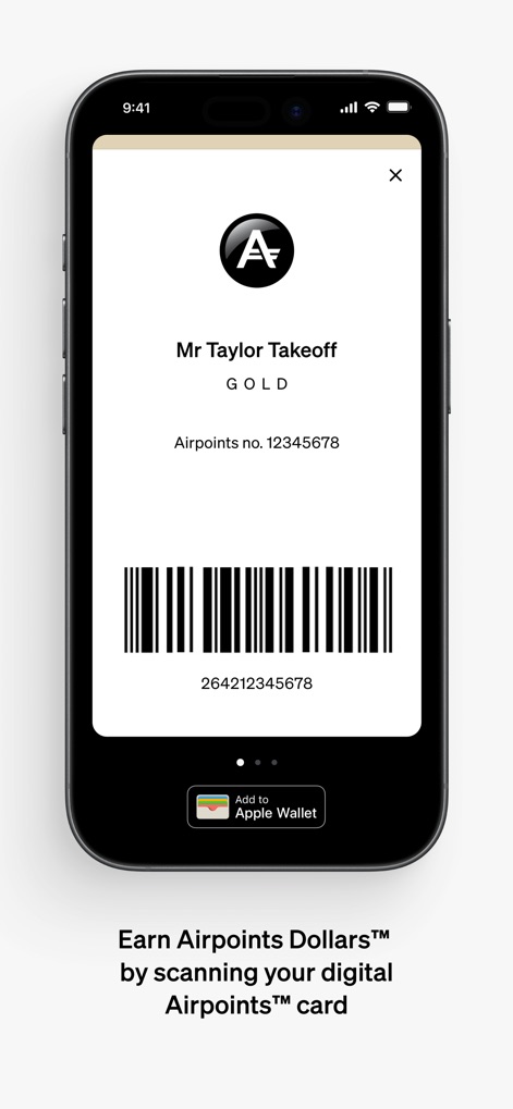 Air NZ - Users can access their digital Airpoints card, complete with a scannable barcode, for effortless earning.