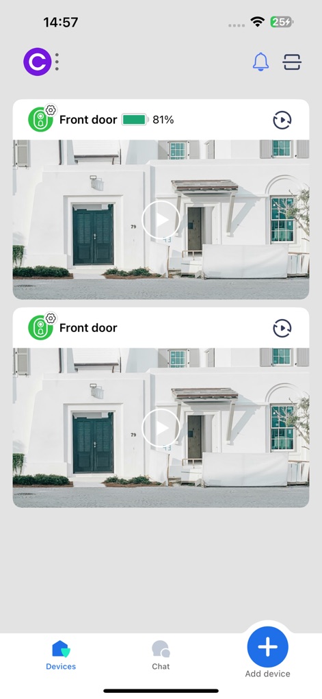 Camtro - See how Camtro provides instant live views of your front door and keeps users informed with clear battery status indicators for continuous peace of mind.