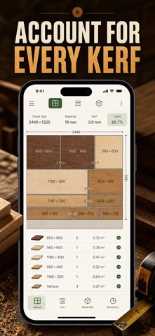 木工切割优化 下料排料图 开料清单计算器 screenshot