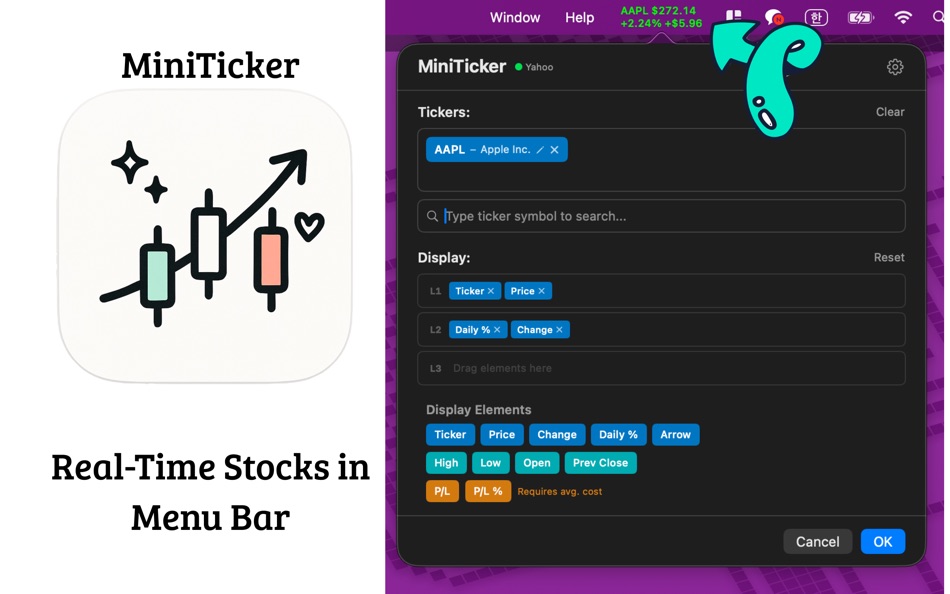 MiniTicker (macOS) Ved: Jason Lee