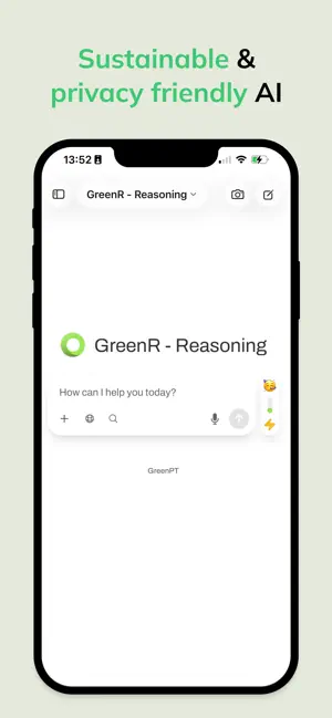 GreenPT - Sustainable AI Chat iPhone screenshot 1