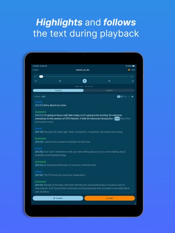 Transcribe Audio to Text VOXI iPad screenshot