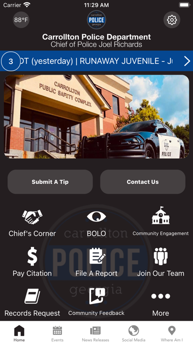 Carrollton Police Dept, GA Screenshot