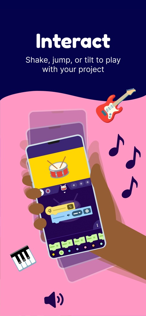 OctoStudio: Create-Code-Learn - The app transforms creativity into interactive play, letting users control their projects by tilting their device and generating a variety of musical instrument sounds.