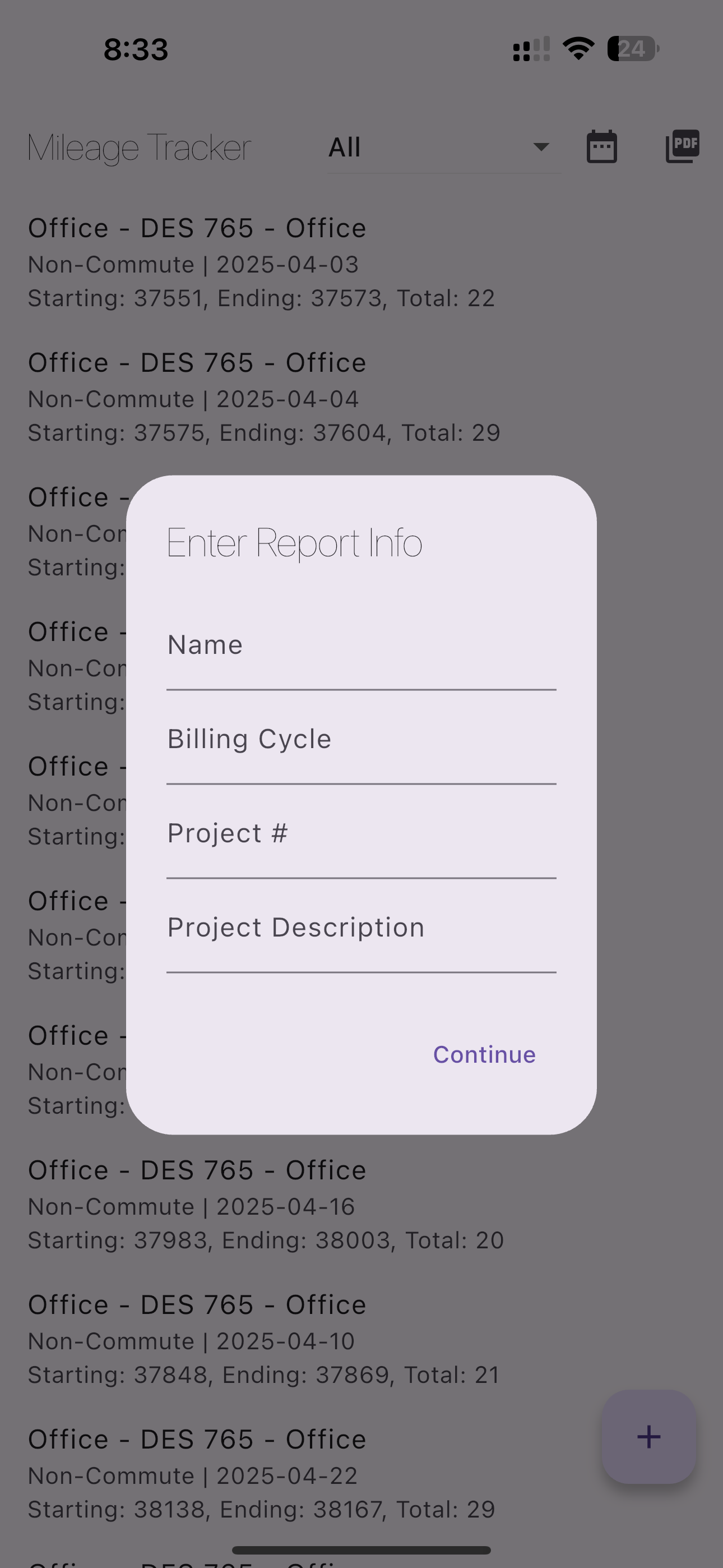 Basic Mileage Tracker