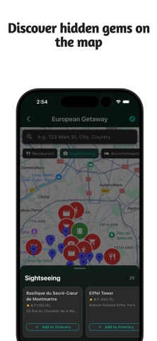 Itinerary planner: RoamR screenshot