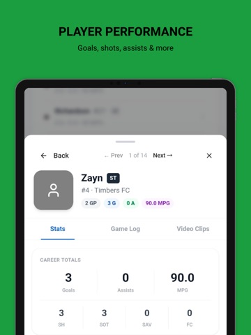 Soccer Stats Tracker - App iPad screenshot