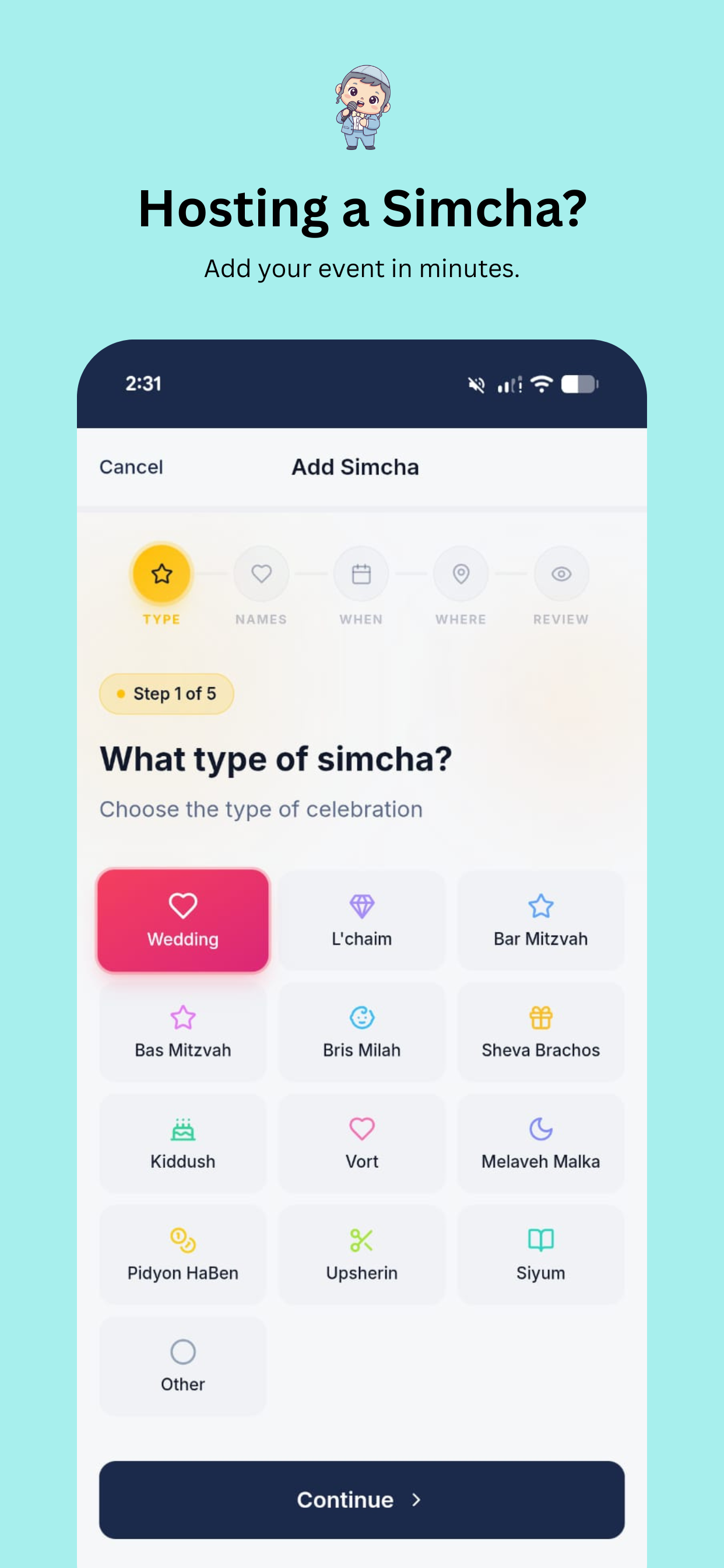 Simcha Tracker
