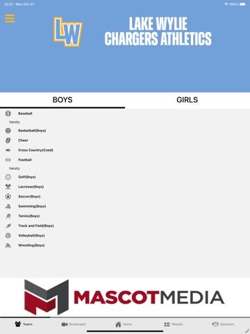 Lake Wylie Chargers Athletics iPad screenshot