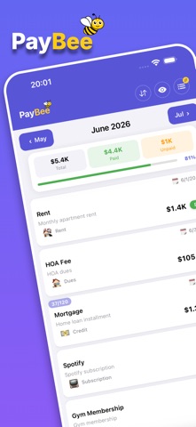 PayBee: Monthly Bill Reminder Screenshot 1 of 7