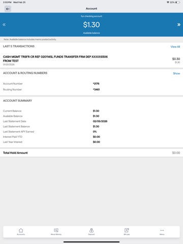 Seamen's Bank Mobile iPad screenshot