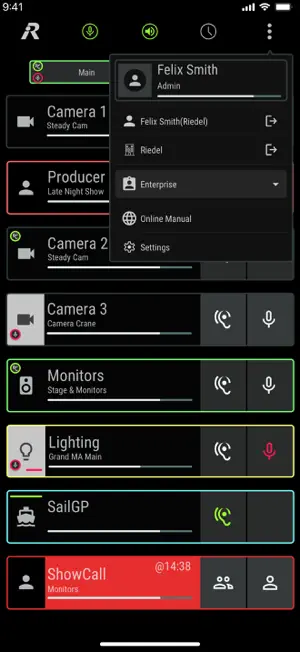 Riedel SmartPanel screenshot 2
