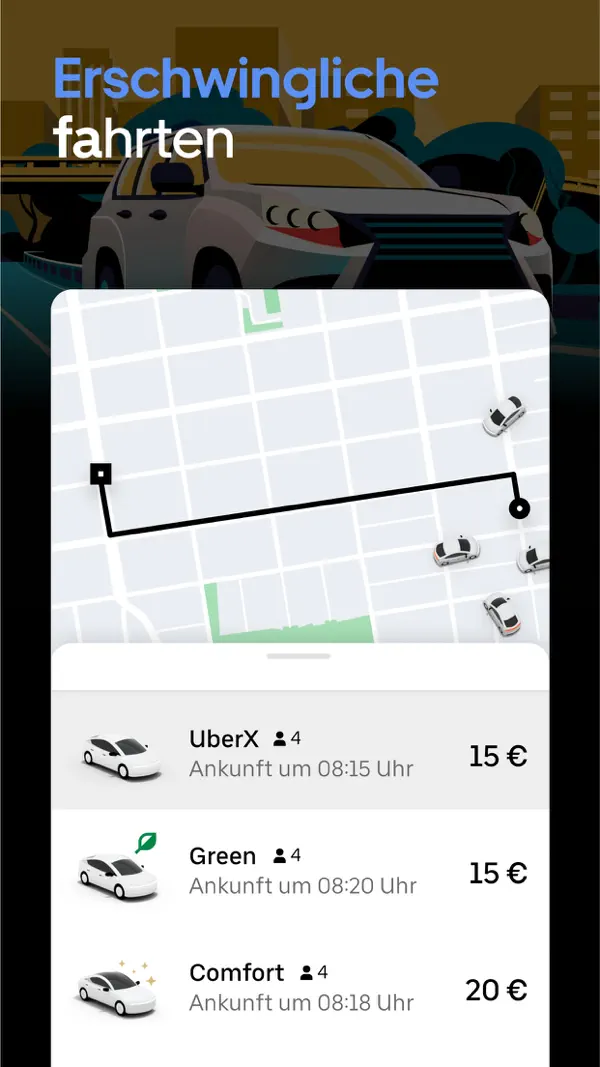 Uber: Ride-Hailing & Taxis iPhone App Screenshot 3 – Reisen