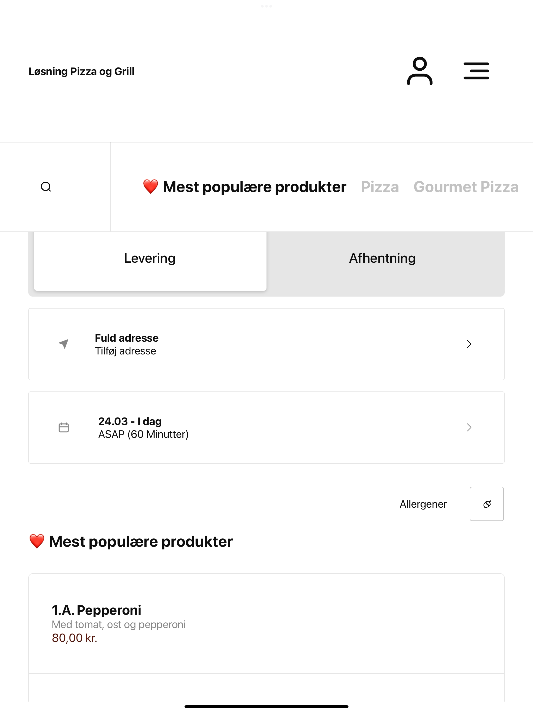 Løsning Pizza og Grill