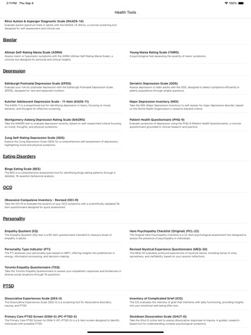 Health Tools: Psycho Tests iPad screenshot