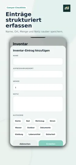Screenshot von Camper Checkliste auf dem iPhone 5