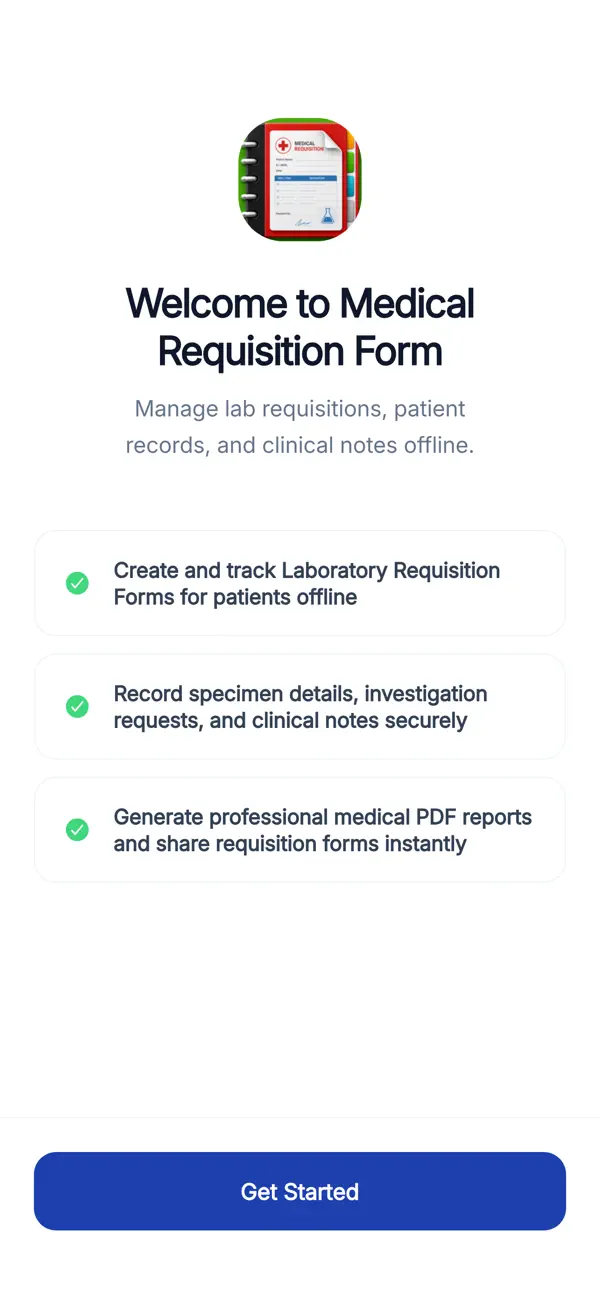 Screenshot #1 pour Medical Requisition Form