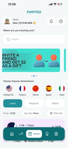 Nomio: eSIM Travel & Internet screenshot