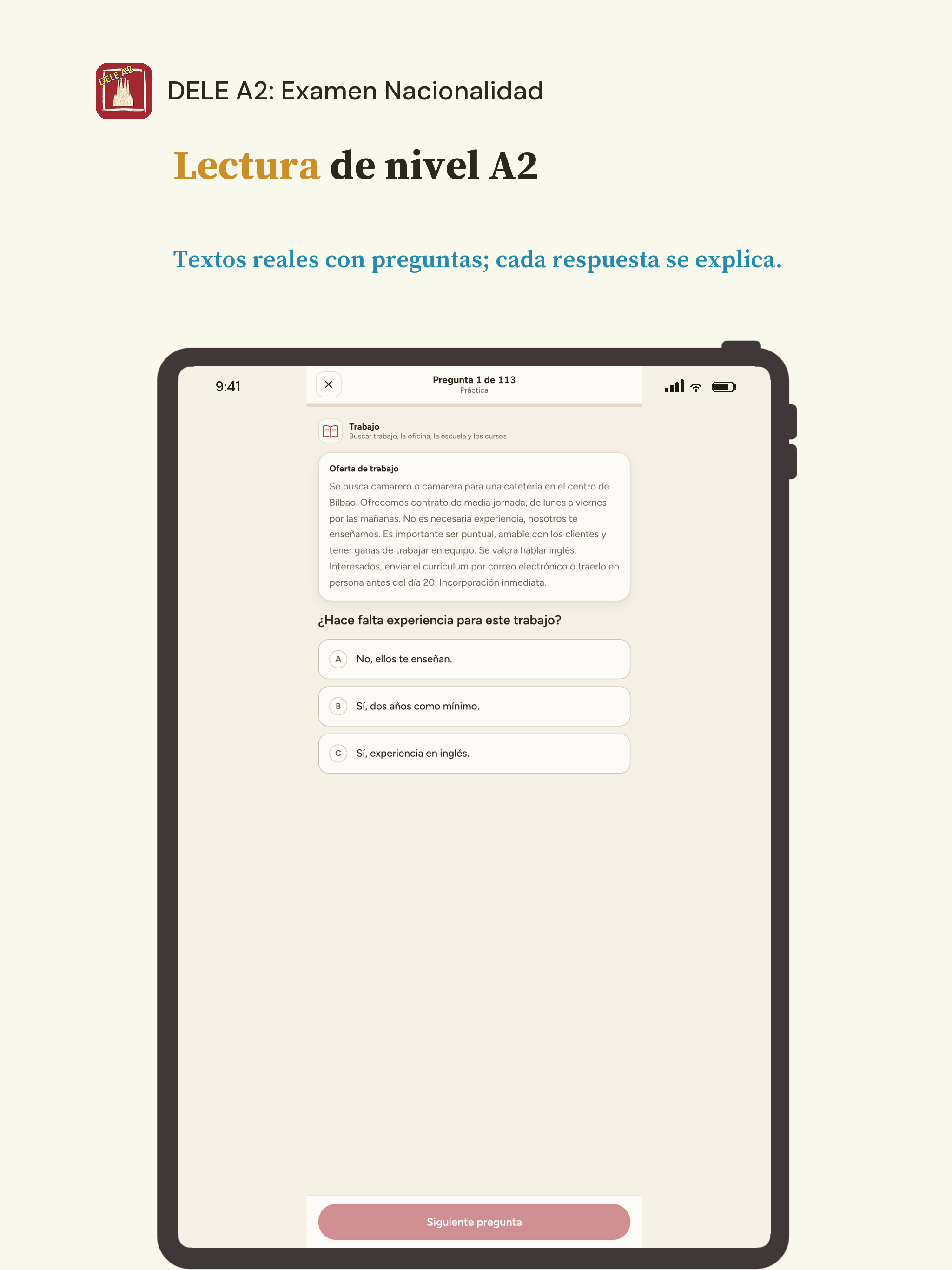 DELE A2: Examen Nacionalidad screenshot 15