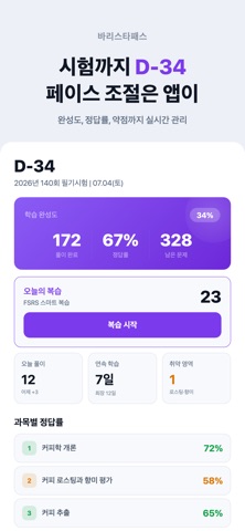 바리스타패스 - 바리스타 2급 필기 시험 대비 iPhone screenshot