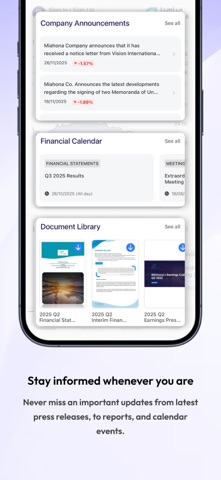 Miahona Investor Relations iPhone screenshot