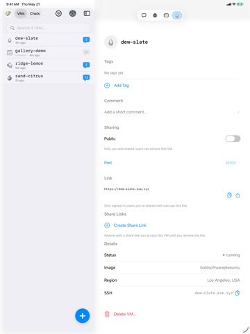 exe.dev iPad screenshot 4