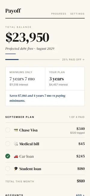 Payoff — Debt Tracker screenshot 1