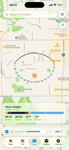 Sunset Tracker+ iPhone screenshot