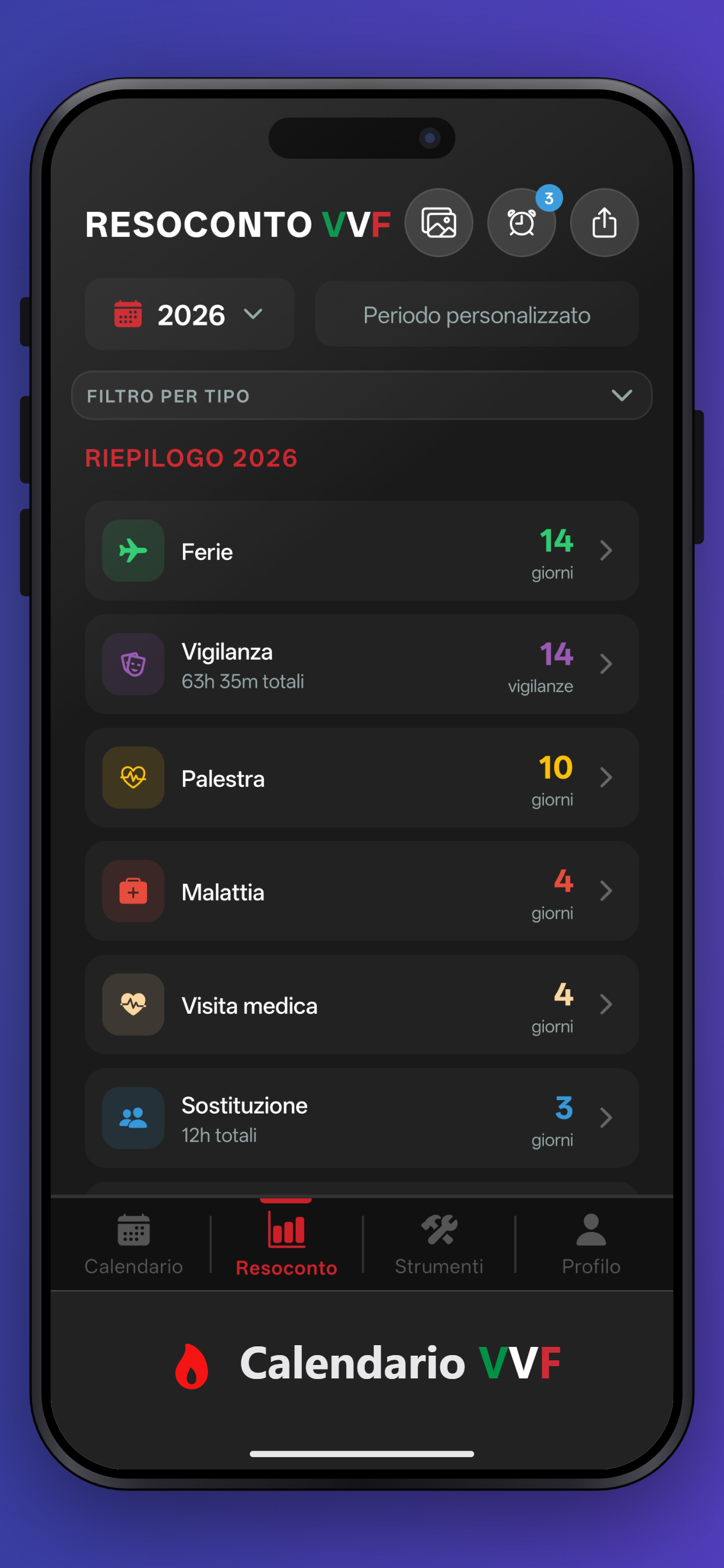 Calendario VVF screenshot 2