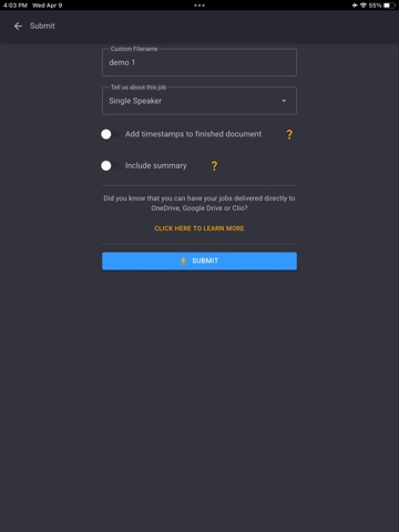 SpeakWrite - Voice to Document iPad screenshot