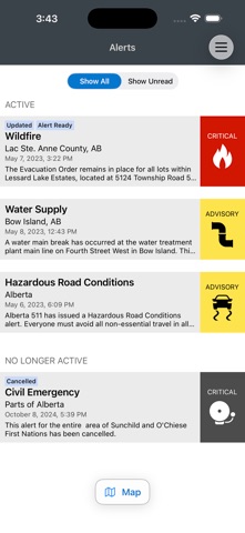Alberta Emergency Alert iPhone screenshot 2