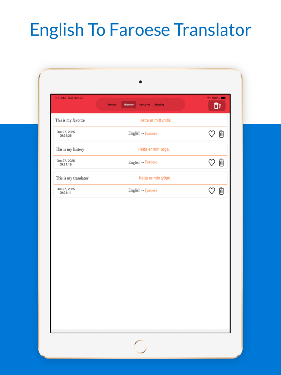 English To Faroese Translator iPad screenshot