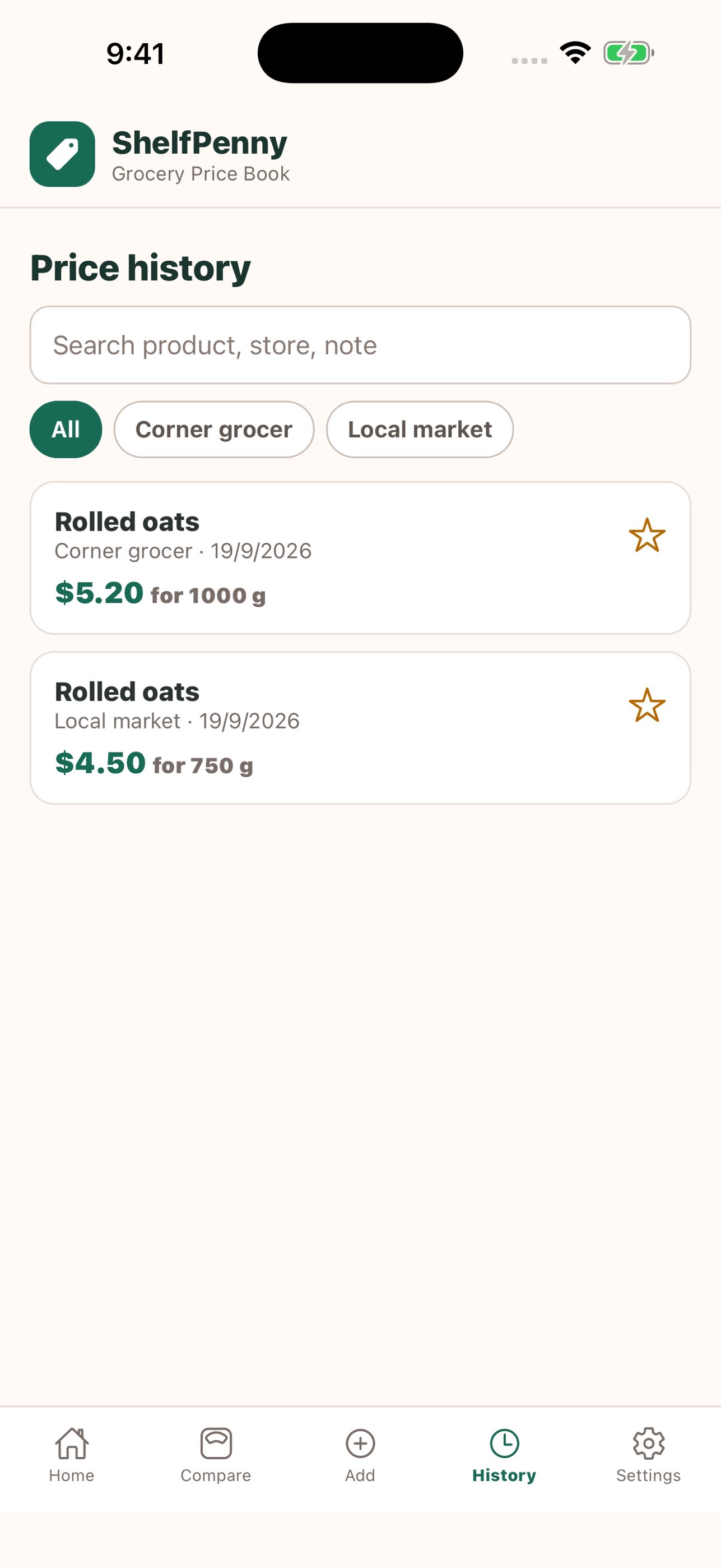 Screenshot 3 of ShelfPenny: Grocery Price Book