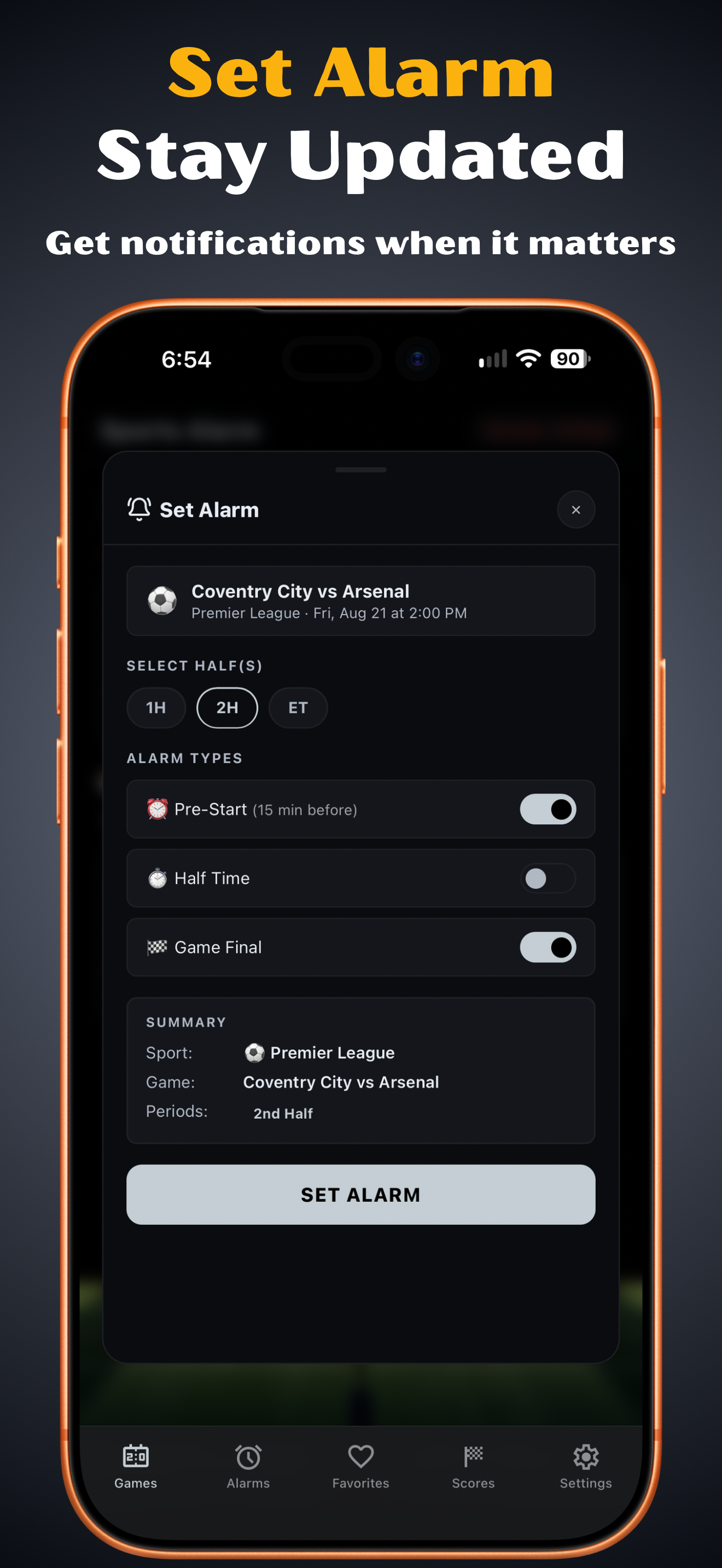 Sports Alarm screenshot 3