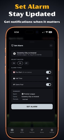 Sports Alarm iPhone screenshot